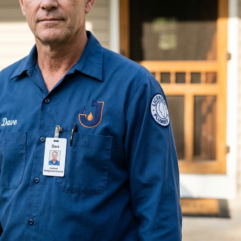 Licensed plumber showing ID badge in Kutztown, PA
