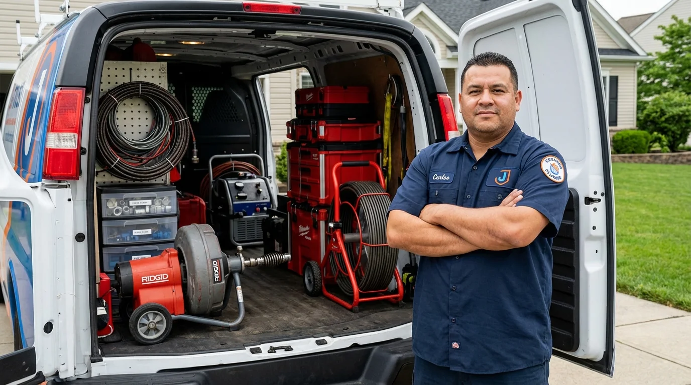 Professional drain cleaning equipment and Johns Plumbing LLC plumber in Kutztown