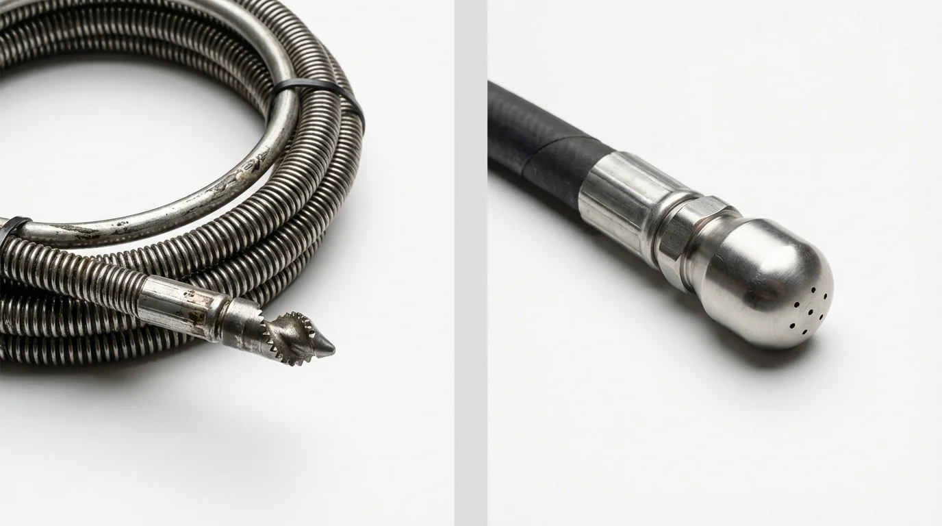 Drain snake cable and hydro jetting nozzle used for drain cleaning in Kutztown, PA