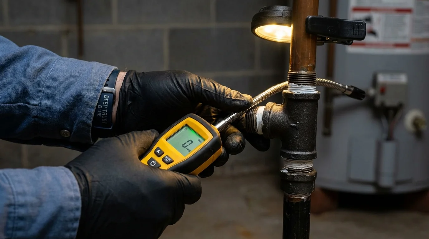 Gas leak detection with electronic sniffer by Johns Plumbing LLC in Kutztown
